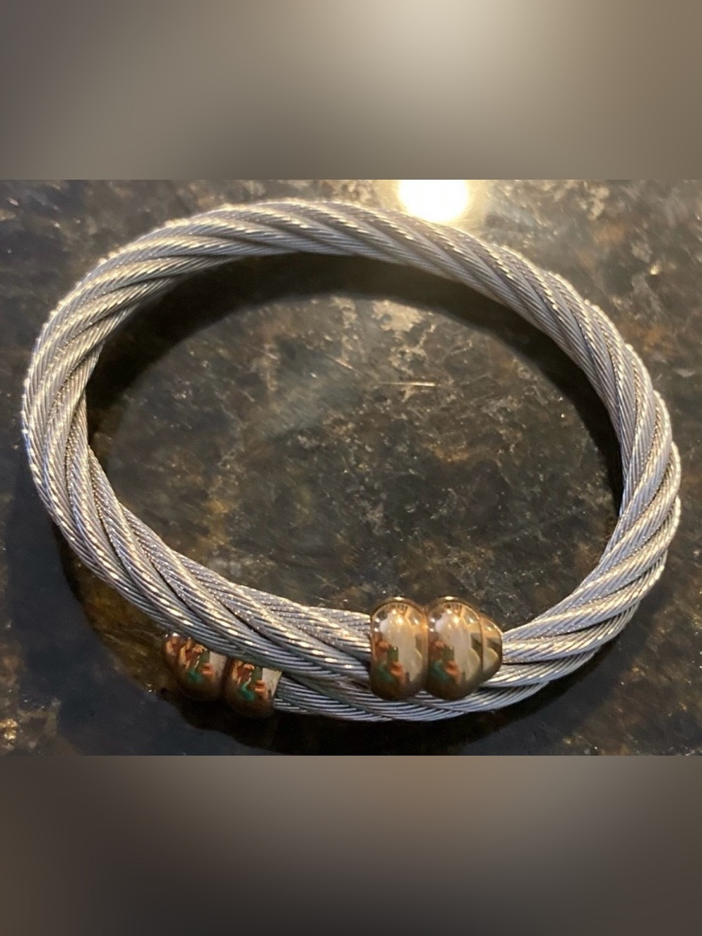 CHARRIOL Celtic Stainless Steel Bangle W/Rose Gold Finish